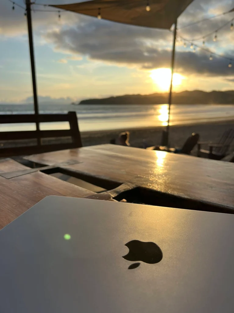 Remote work on the beach in Playa Venao, Panamá