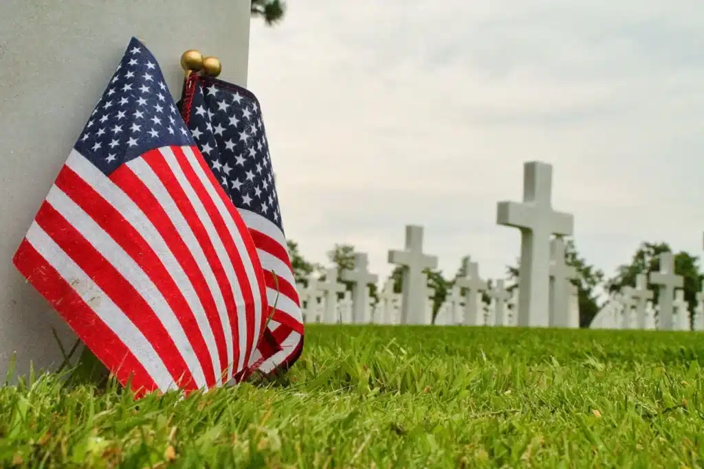 American flag in Normandy, France