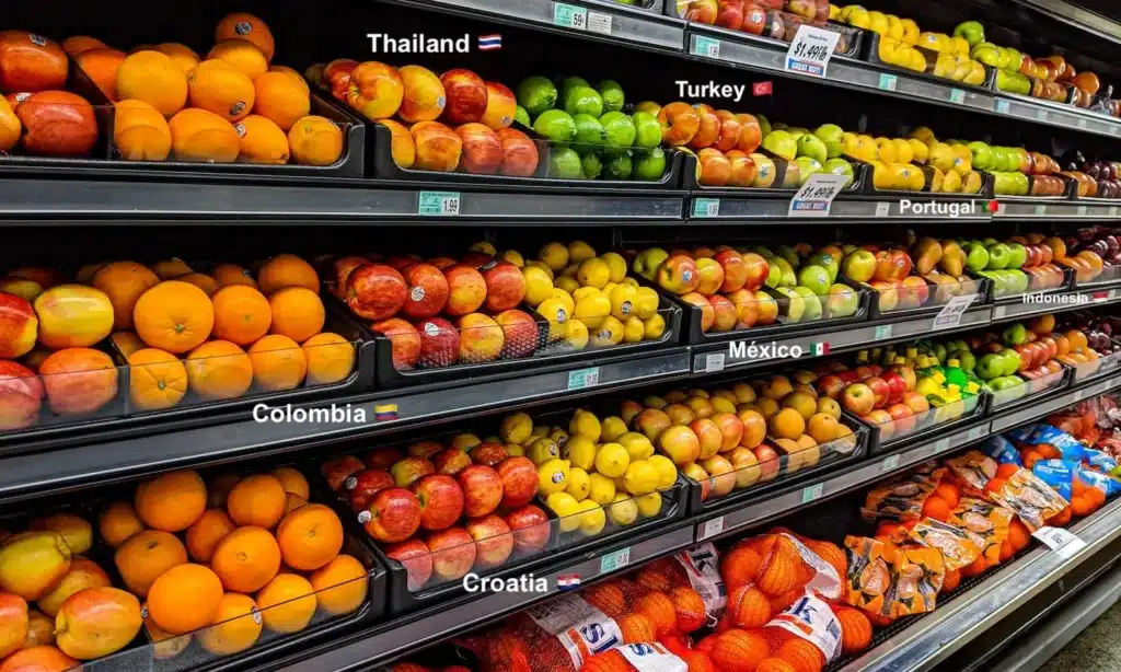 Countries as grocery store items