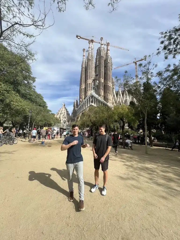 James's brother and James in Barcelona